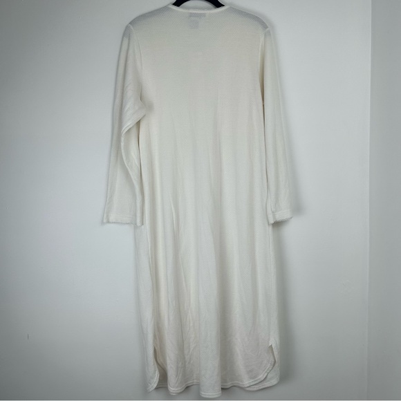 Miss Elaine Nightgown Size Medium White Embroidered Waffle Knit Peasant - Picture 2 of 7
